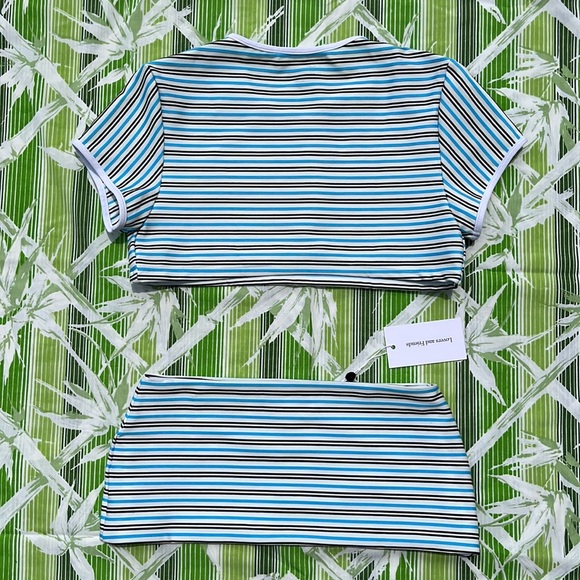 Lovers + Friends Gone Sailing Top & Micro Skirt in White, Blue, & Black Small - Picture 9 of 9